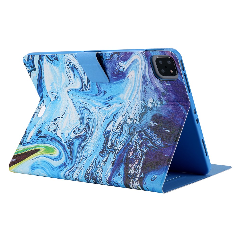 Pattern Printing Card Slots Flip Leather Tablet Case for iPad Pro 11-inch (2020)/(2018) - Blue/Green-4
