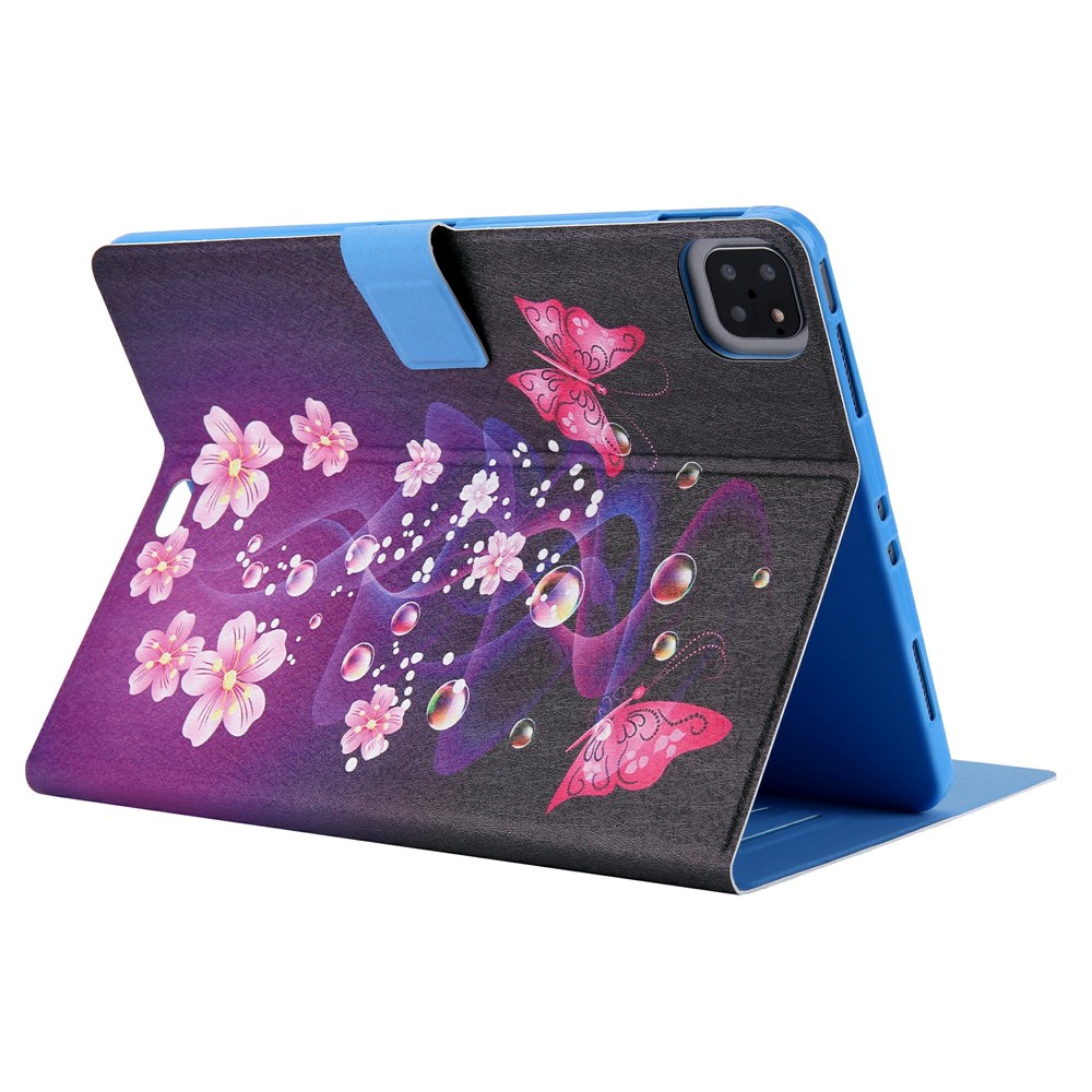 Pattern Printing Card Slots Flip Leather Tablet Case for iPad Pro 11-inch (2020)/(2018) - Flower and Butterflies-4