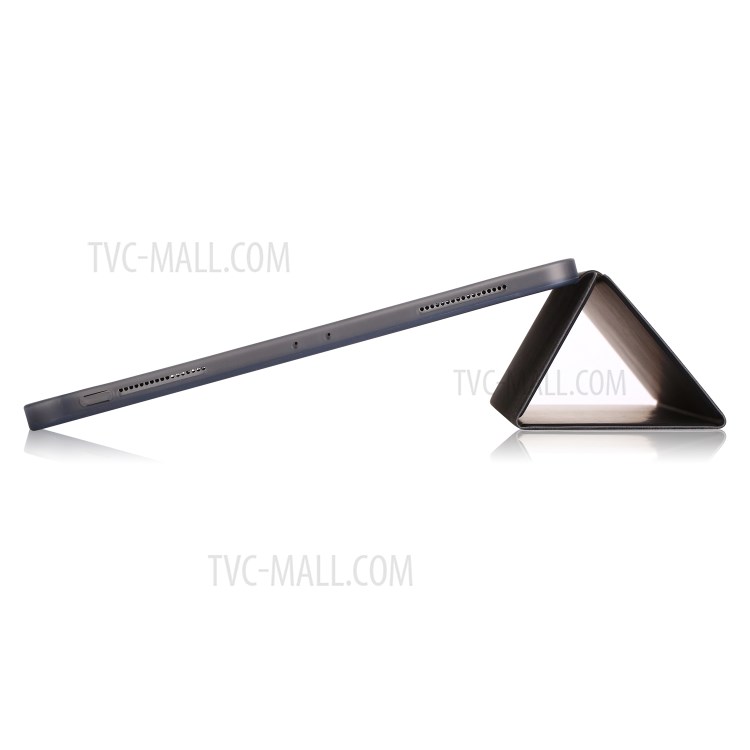 Trois Volets Se Smart Case En Cuir Souple Avec Rainure De Stockage De Crayon Pour IPad Pro 12,9 Pouces (2020) / (2018) - Noir-4