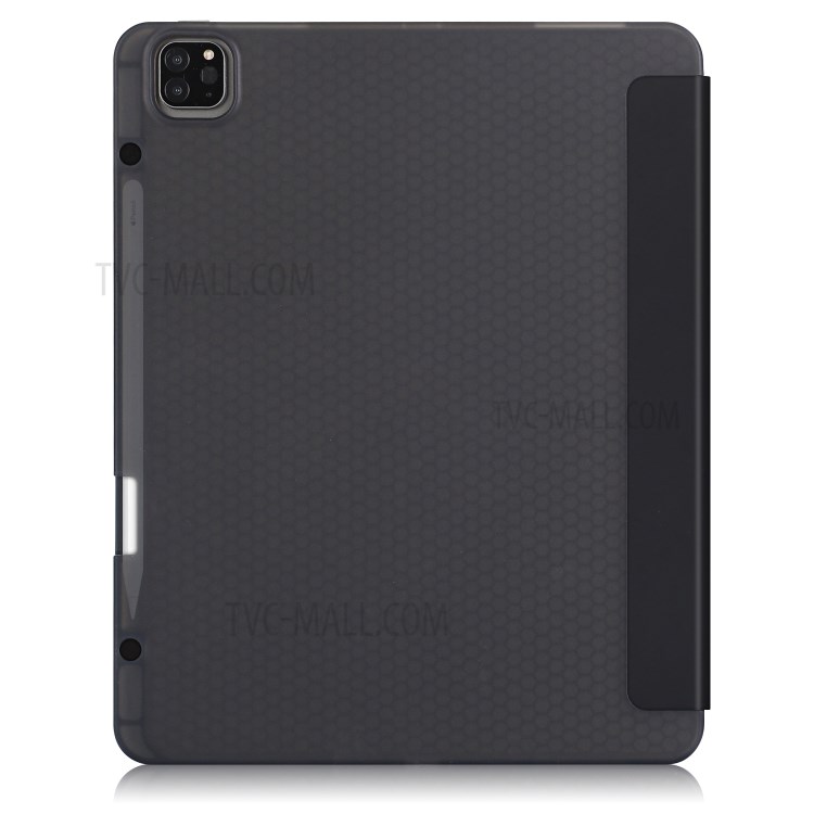 Trois Volets Se Smart Case En Cuir Souple Avec Rainure De Stockage De Crayon Pour IPad Pro 12,9 Pouces (2020) / (2018) - Noir-9