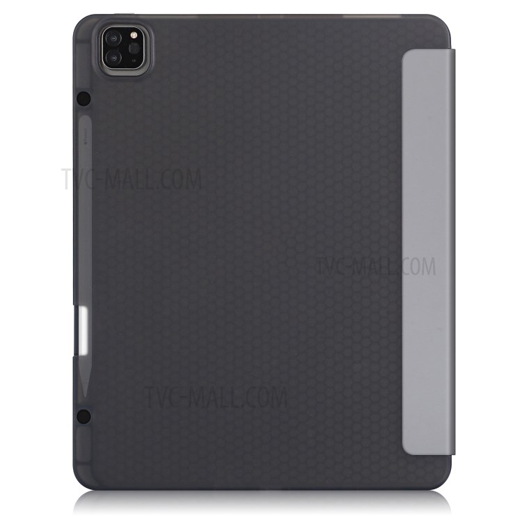 Tri-fold Stand Smart Leather Soft Case with Pencil Storage Groove for iPad Pro 12.9-inch (2020)/(2018) - Grey-3