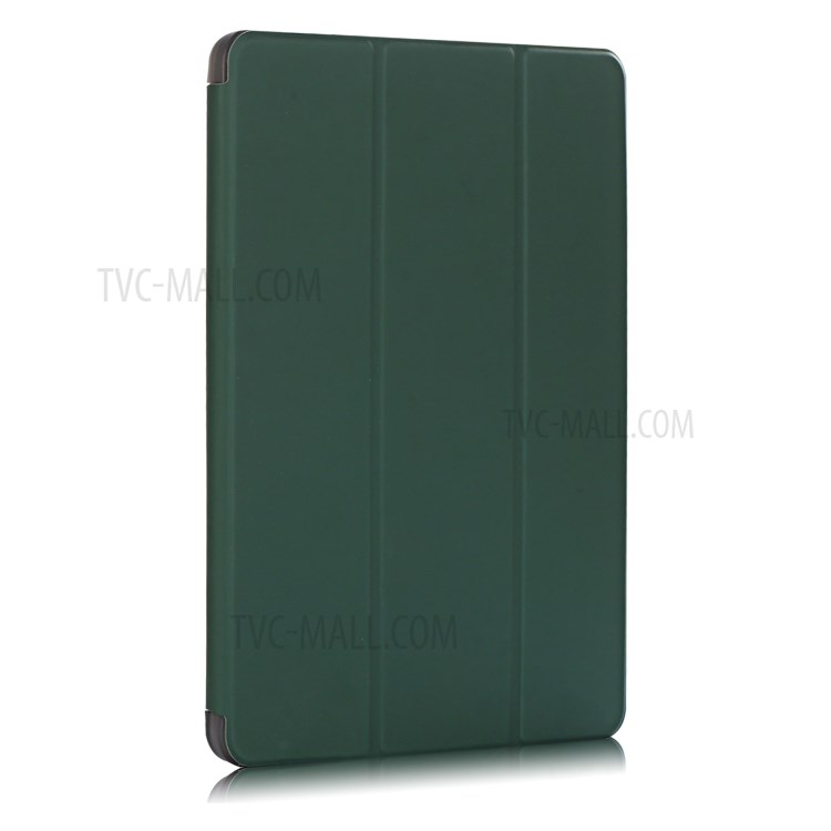 Tri-fold Stand Smart Leather Soft Case with Pencil Storage Groove for iPad Pro 12.9-inch (2020)/(2018) - Dark Green-2