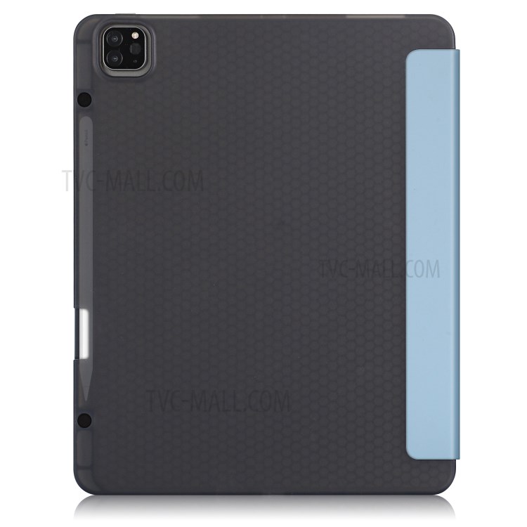 Tri-fold Stand Smart Leather Soft Case with Pencil Storage Groove for iPad Pro 12.9-inch (2020)/(2018) - Baby Blue-3