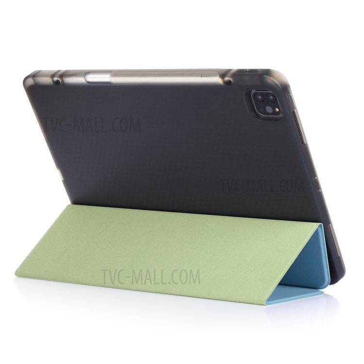 Tri-fold Stand Smart Leather Soft Case with Pencil Storage Groove for iPad Pro 12.9-inch (2020)/(2018) - Baby Blue-5