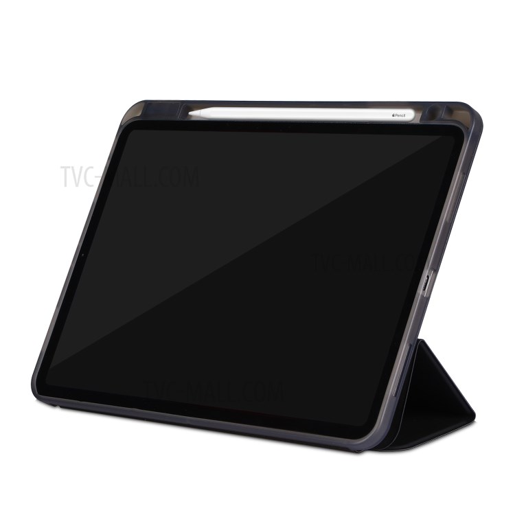 Tri-fold Stand Smart Leather Soft Case Shell with Pencil Storage Groove for iPad Pro 11-inch (2020)/(2018) - Black-10