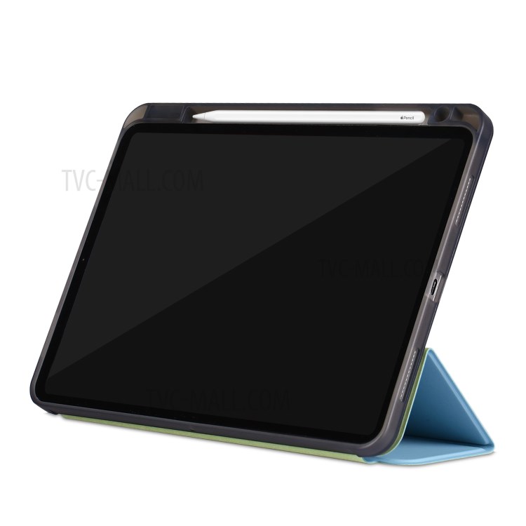 Tri-fold Stand Smart Leather Soft Case Shell with Pencil Storage Groove for iPad Pro 11-inch (2020)/(2018) - Baby Blue-4