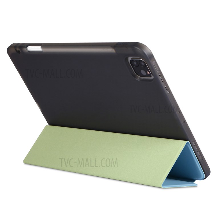Tri-fold Stand Smart Leather Soft Case Shell with Pencil Storage Groove for iPad Pro 11-inch (2020)/(2018) - Baby Blue-5