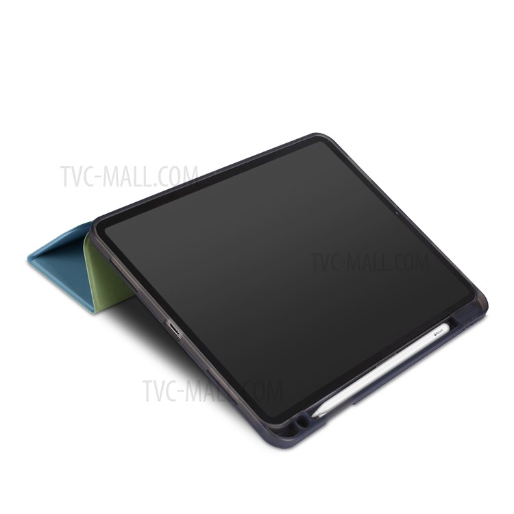 Tri-fold Stand Smart Leather Soft Case Shell with Pencil Storage Groove for iPad Pro 11-inch (2020)/(2018) - Baby Blue-6