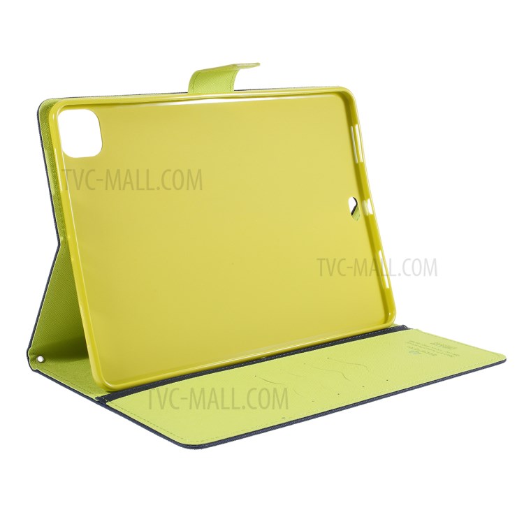 MERCURY GOOSPERY Cuoio Diario Intelaiatura Del Telefono Per Ipad Pro 12.9 Pollici (2020) / (2018) - Blu Scuro-6