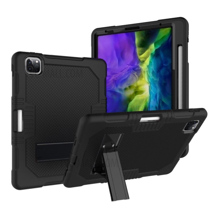 Color Splicing Shock Proof TPU + PC + Silicone Combo Tablet Cover with Kickstand for iPad Pro 11-inch (2020)/(2018) - Black-1