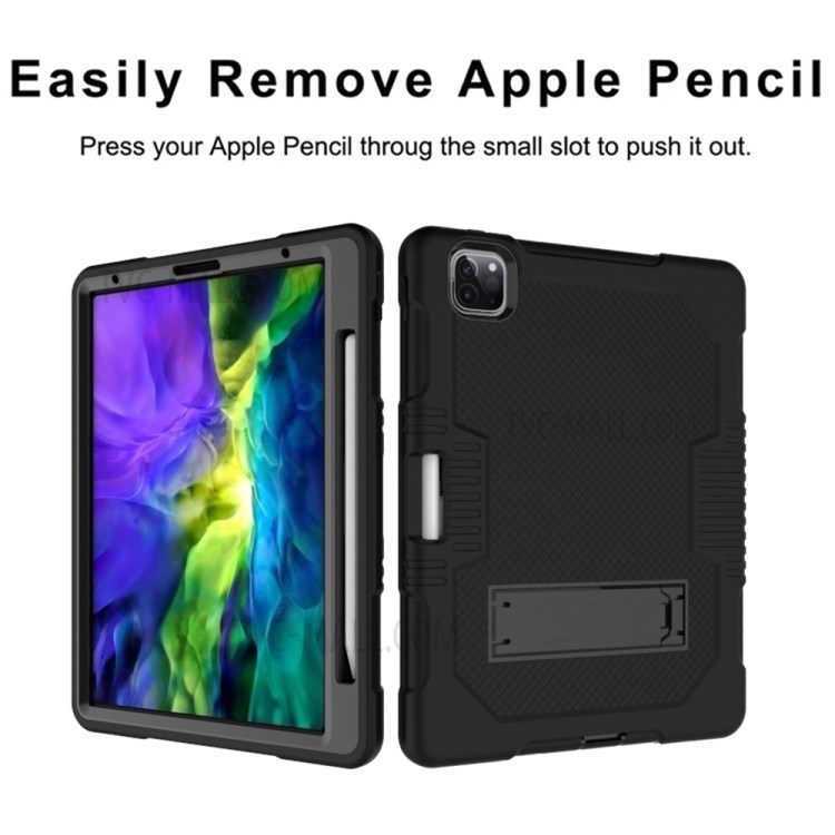 Color Splicing Shock Proof TPU + PC + Silicone Combo Tablet Cover with Kickstand for iPad Pro 11-inch (2020)/(2018) - Black-3