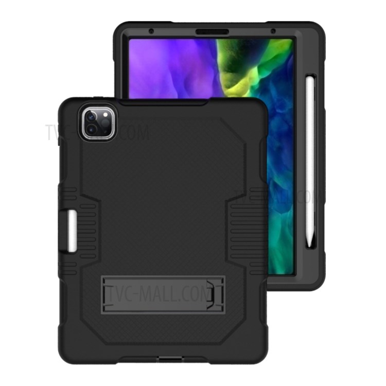 Color Splicing Shock Proof TPU + PC + Silicone Combo Tablet Cover with Kickstand for iPad Pro 11-inch (2020)/(2018) - Black-4