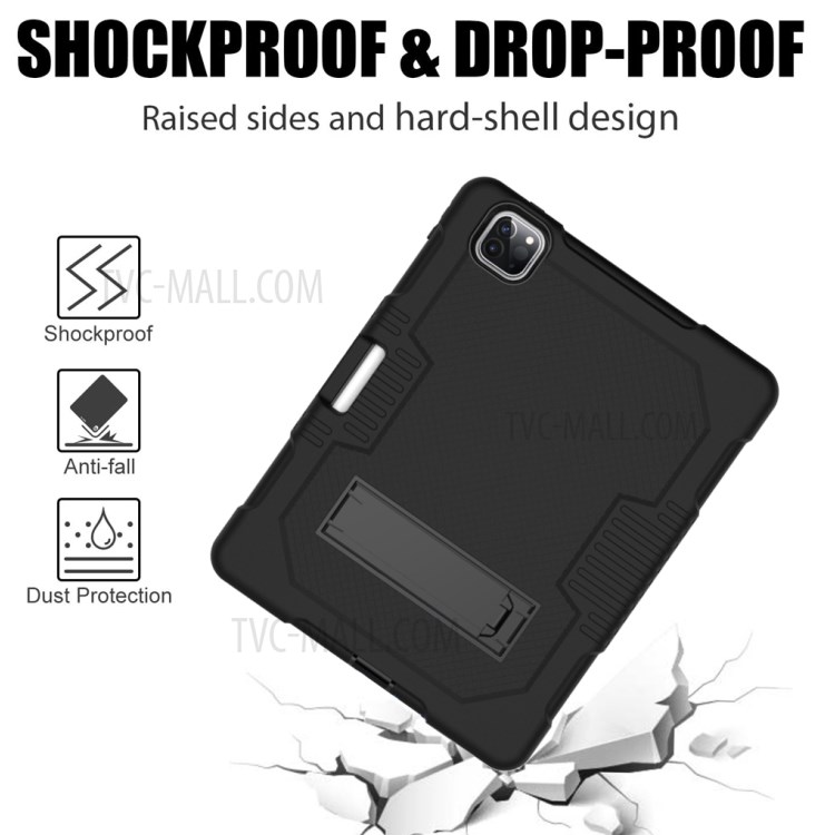Color Splicing Shock Proof TPU + PC + Silicone Combo Tablet Cover with Kickstand for iPad Pro 11-inch (2020)/(2018) - Black-7