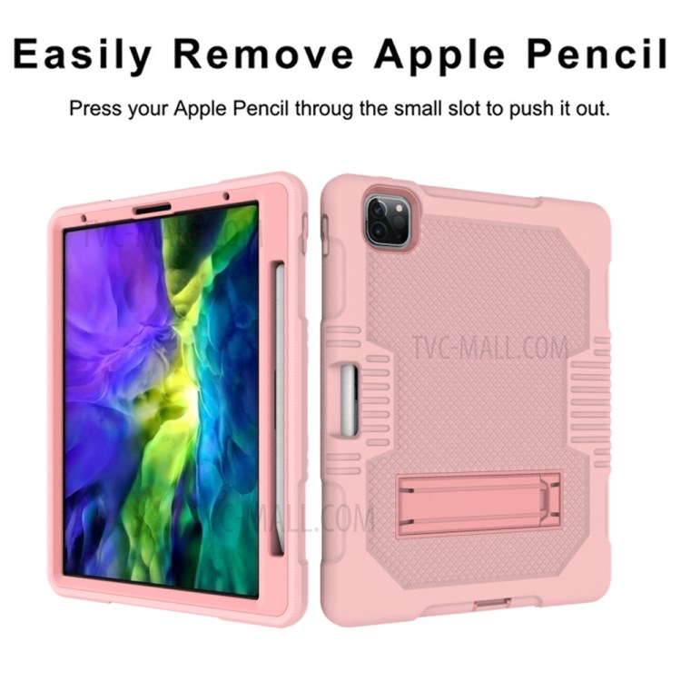 Color Splicing Shock Proof TPU + PC + Silicone Combo Tablet Cover with Kickstand for iPad Pro 11-inch (2020)/(2018) - Pink-7
