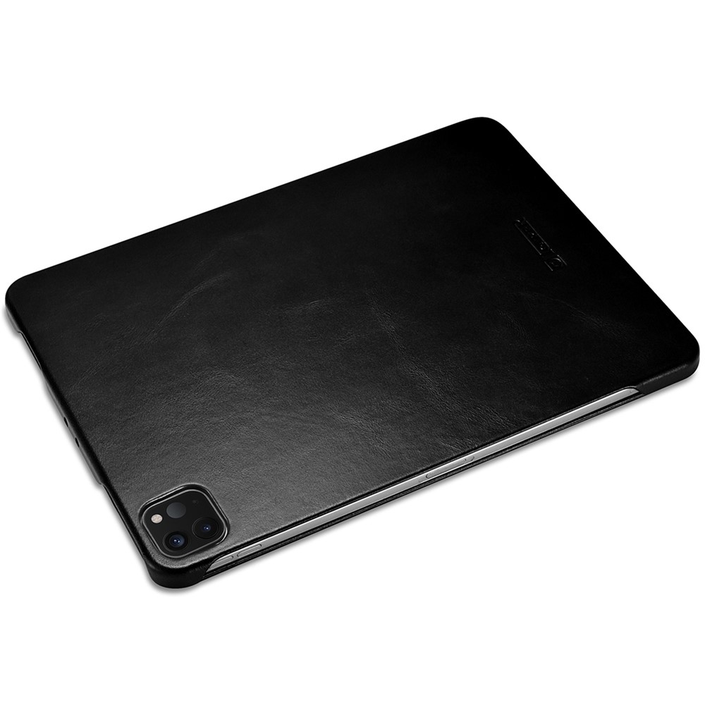 ICARER Retrò Tri-fold In Vera Pelle Shell Shell Shell Per IPad Pro 12.9-pollici (2020) / (2018) - Nero-13