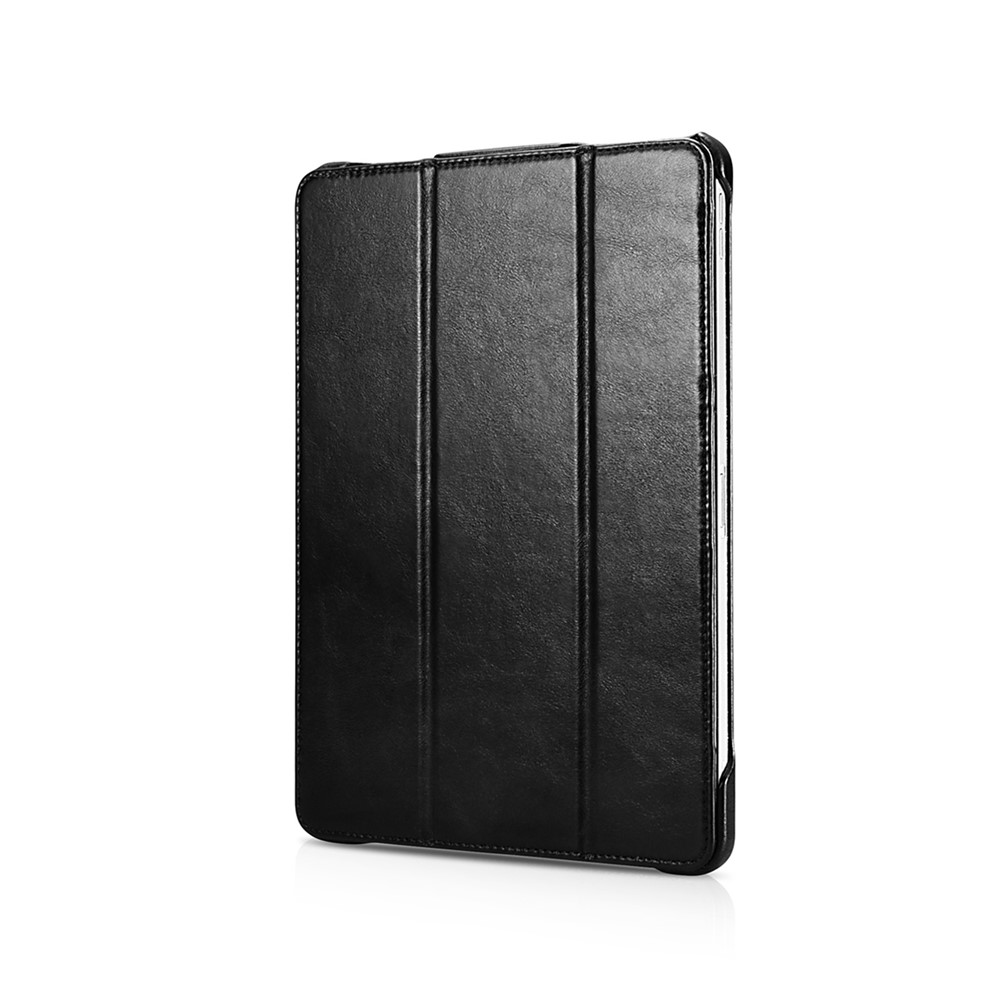 ICARER Rétro Shell Intelligent Étui En Cuir Véritable À Trois Volets Pour IPad Pro 12,9 Pouces (2020) / (2018) - Noir-4