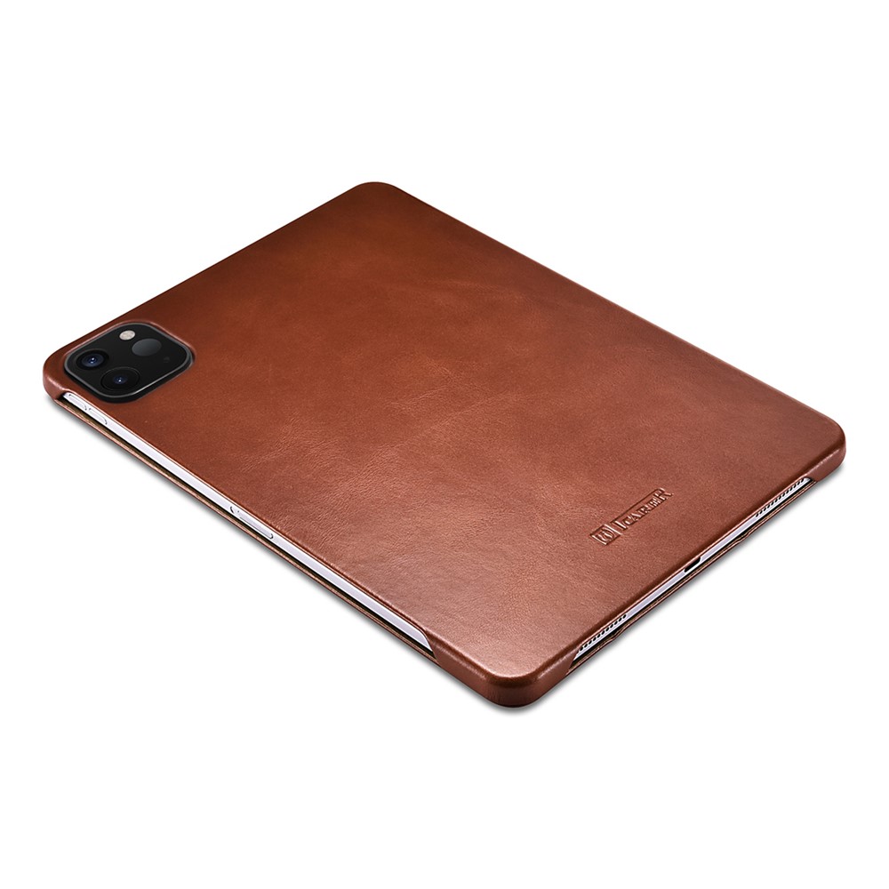 ICARER Retro Tri-fold Genuine Leather Smart Case Shell for iPad Pro 12.9-inch (2020)/(2018) - Brown-10