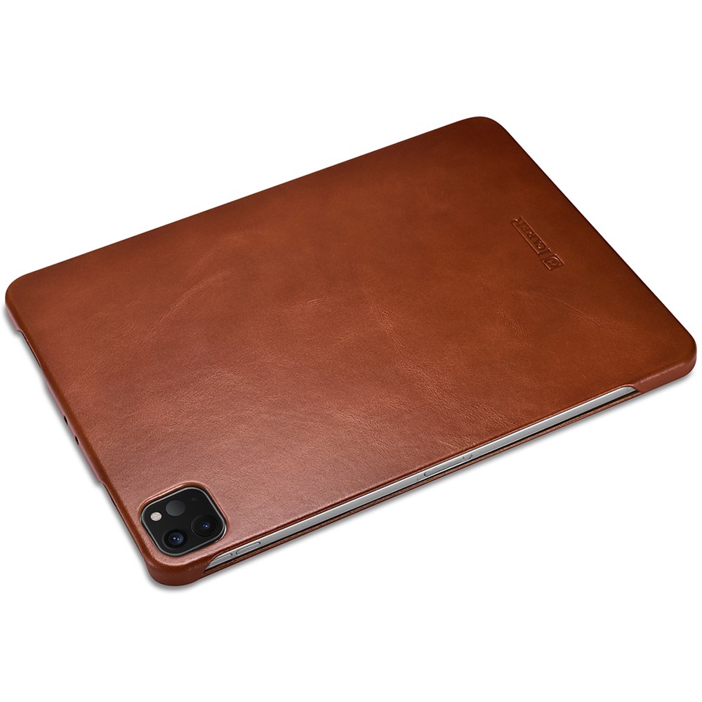 ICARER Retro Tri-fold Genuine Leather Smart Case Shell for iPad Pro 12.9-inch (2020)/(2018) - Brown-13