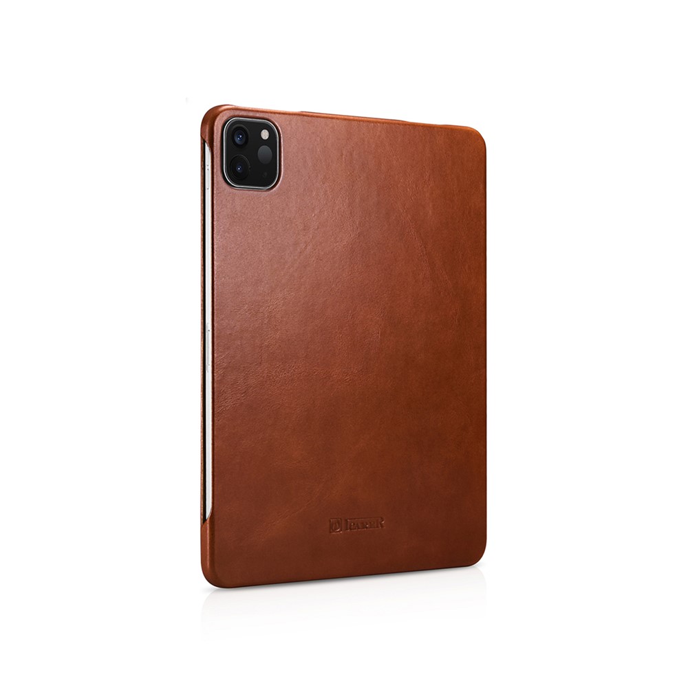 ICARER Retro Tri-fold Genuine Leather Smart Case Shell for iPad Pro 12.9-inch (2020)/(2018) - Brown-3