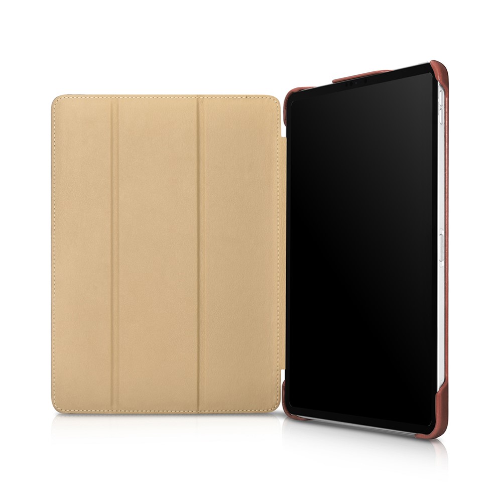 ICARER Retro Tri-fold Genuine Leather Smart Case Shell for iPad Pro 12.9-inch (2020)/(2018) - Brown-8
