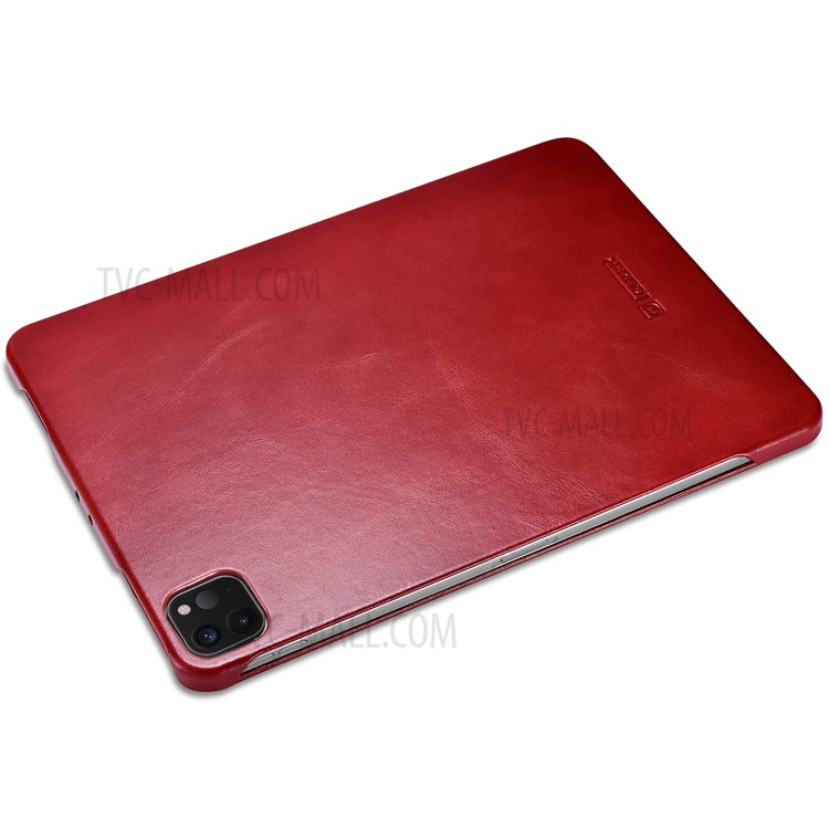 ICARER Retro Tri-fold Genuine Leather Smart Case Cover for iPad Pro 11-inch (2020)/(2018) - Red-13