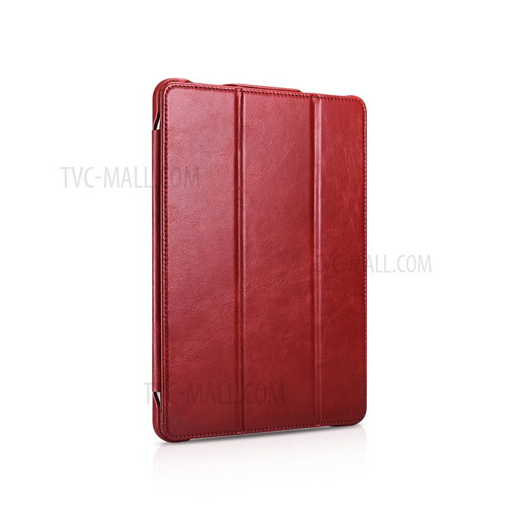 ICARER Retro Tri-fold Genuine Leather Smart Case Cover for iPad Pro 11-inch (2020)/(2018) - Red-2
