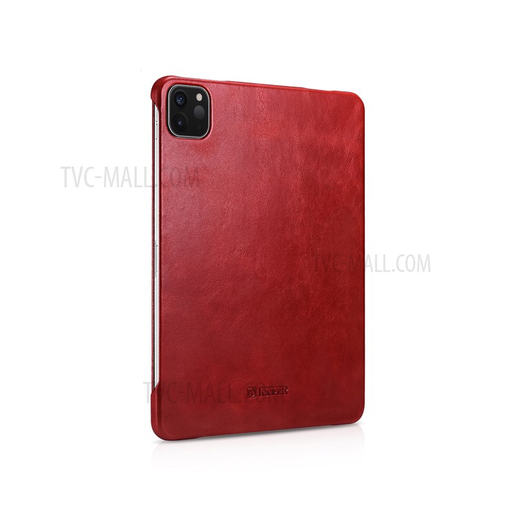 ICARER Retro Tri-fold Genuine Leather Smart Case Cover for iPad Pro 11-inch (2020)/(2018) - Red-3