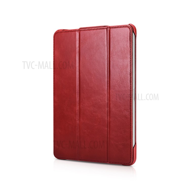 ICARER Retro Tri-fold Genuine Leather Smart Case Cover for iPad Pro 11-inch (2020)/(2018) - Red-4