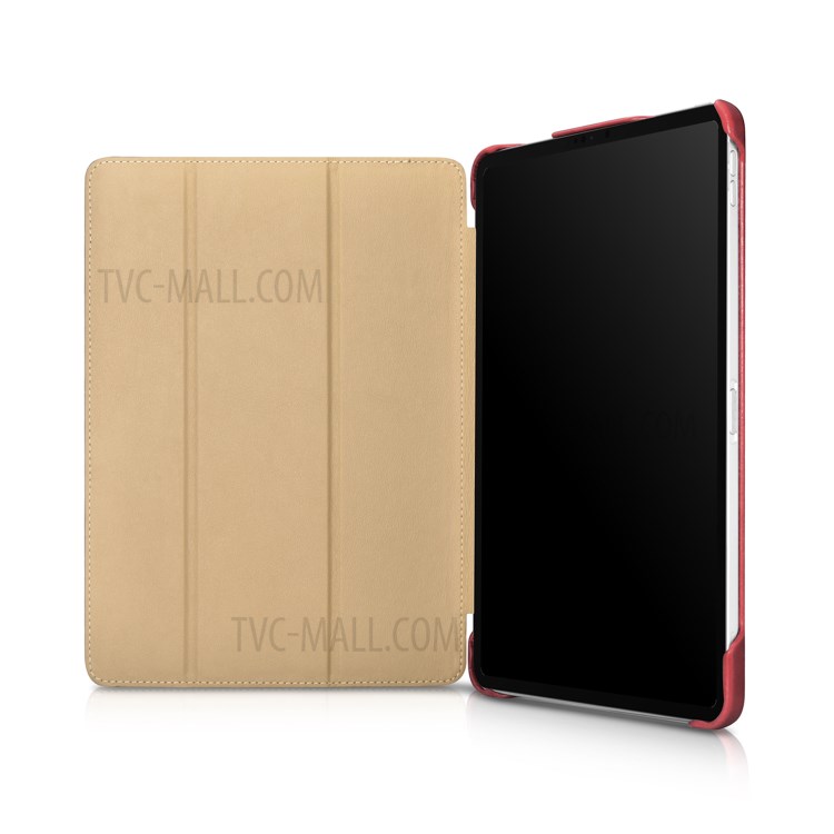 ICARER Retro Tri-fold Genuine Leather Smart Case Cover for iPad Pro 11-inch (2020)/(2018) - Red-8