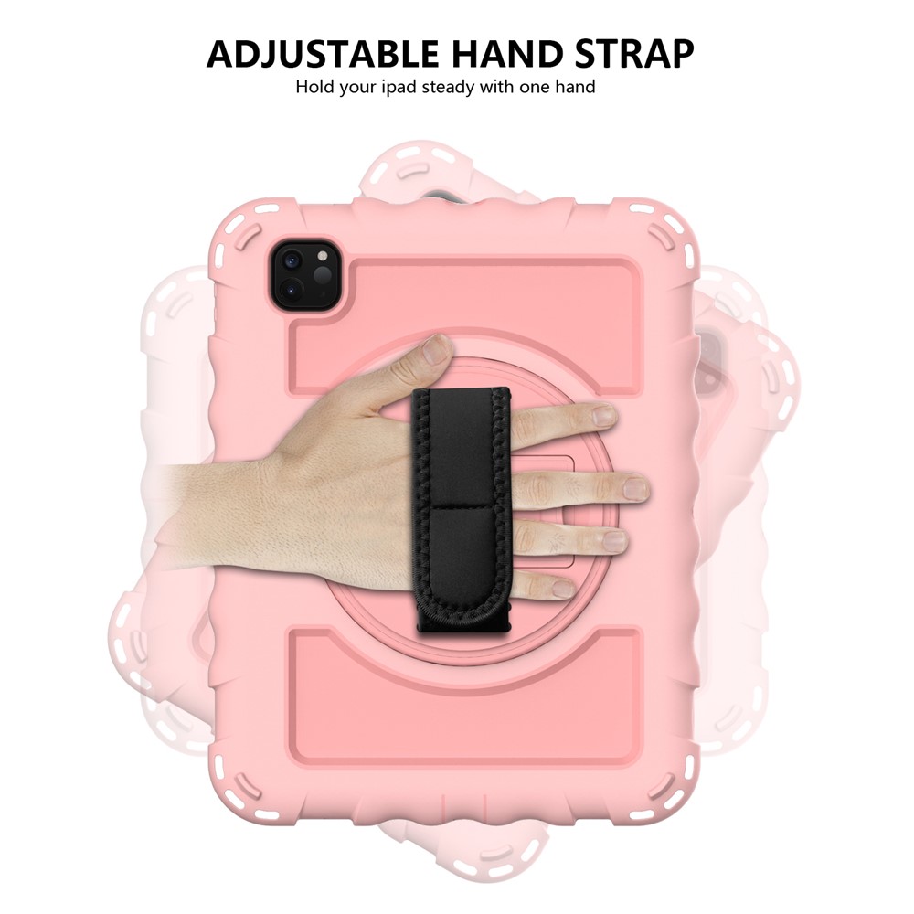 360° Swivel Handy Strap Kickstand PC Silicone Tablet Shell with Shoulder Strap for iPad Pro 11-inch (2020)/(2018) - Pink-7