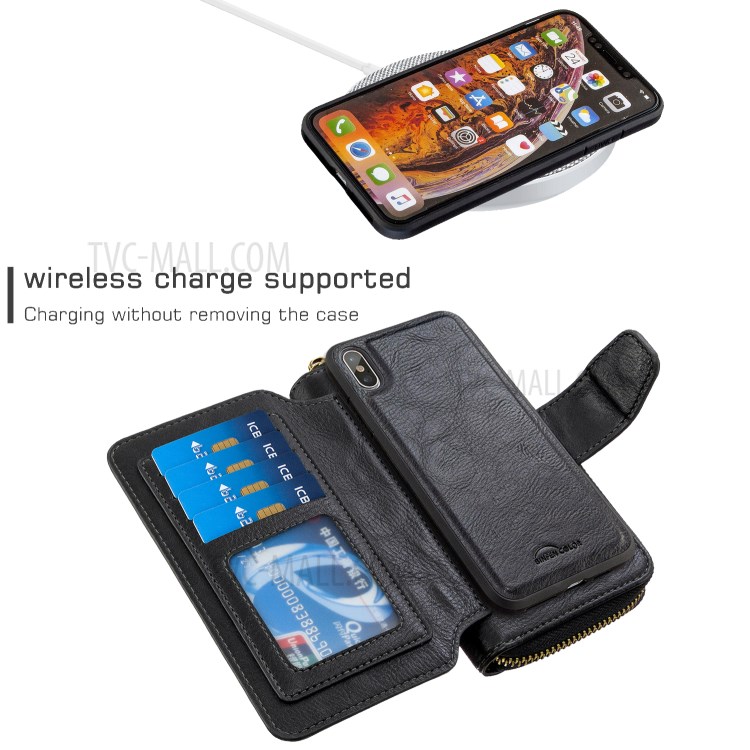 BF001 Zipper Wallet Leather Phone Case Cover Shell for iPhone XS Max 6.5-inch - Black-3