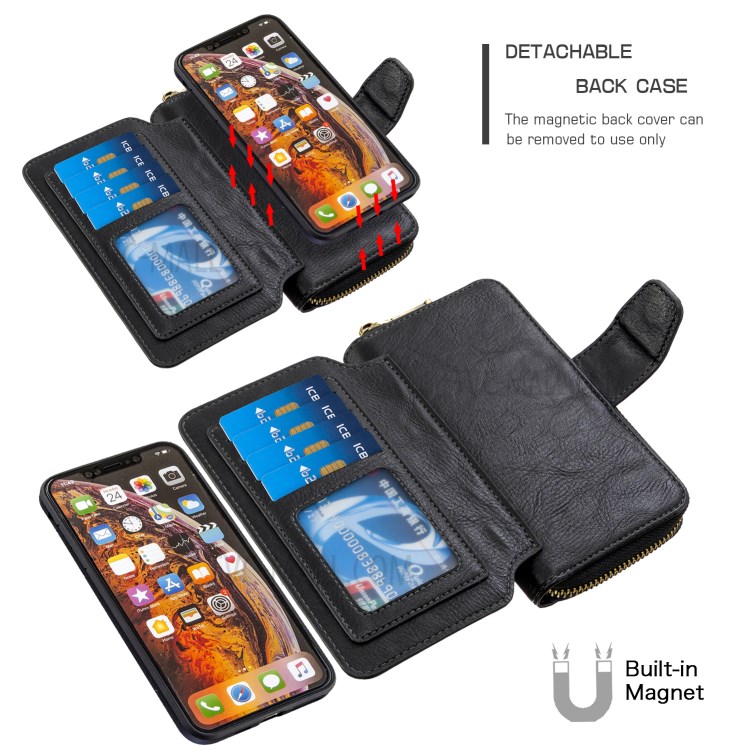 BF001 Zipper Wallet Leather Phone Case Cover Shell for iPhone XS Max 6.5-inch - Black-4