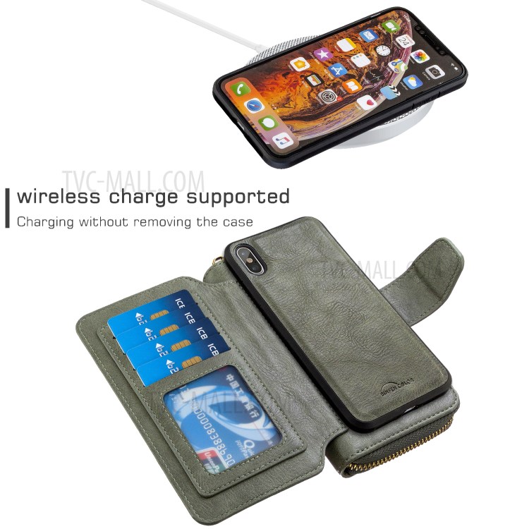 BF001 Zipper Wallet Leather Phone Case Cover Shell for iPhone XS Max 6.5-inch - Green-3