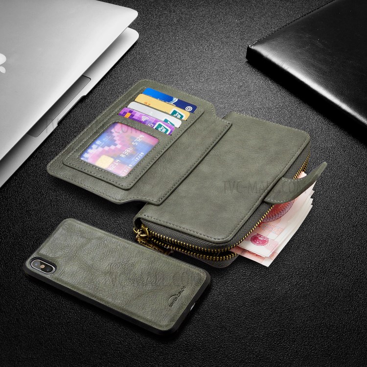 BF001 Zipper Wallet Leather Phone Case Cover Shell for iPhone XS Max 6.5-inch - Green-8