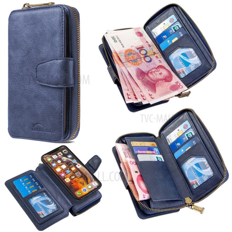 BF001 Zipper Wallet Leather Phone Case Cover Shell for iPhone XS Max 6.5-inch - Blue-1