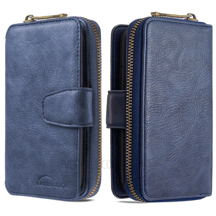 BF001 Zipper Wallet Leather Phone Case Cover Shell for iPhone XS Max 6.5-inch - Blue-2