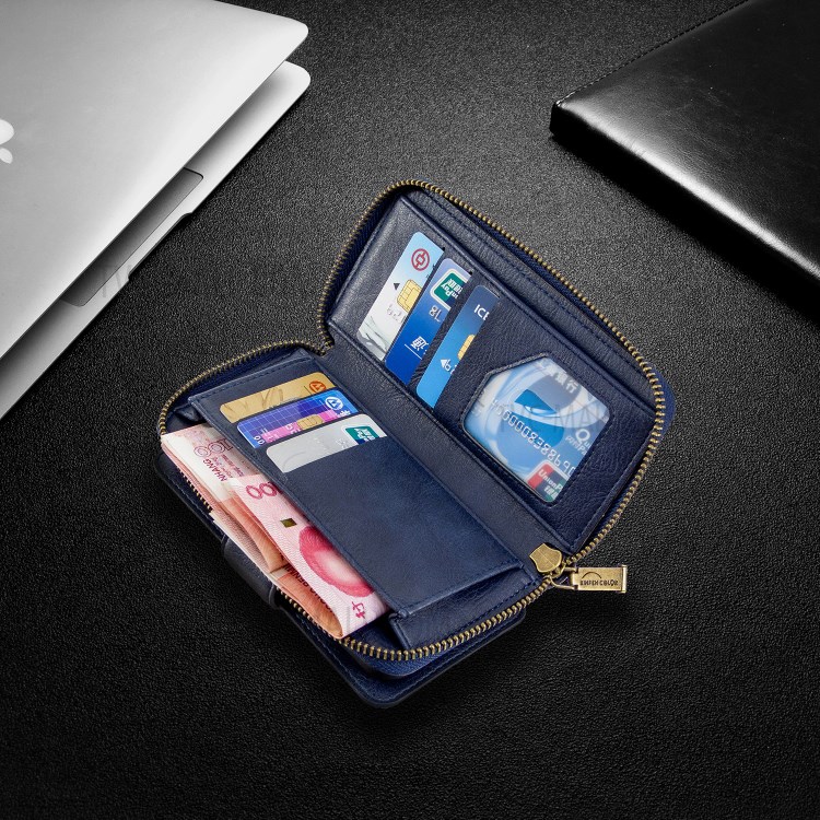 BF001 Zipper Wallet Leather Phone Case Cover Shell for iPhone XS Max 6.5-inch - Blue-7