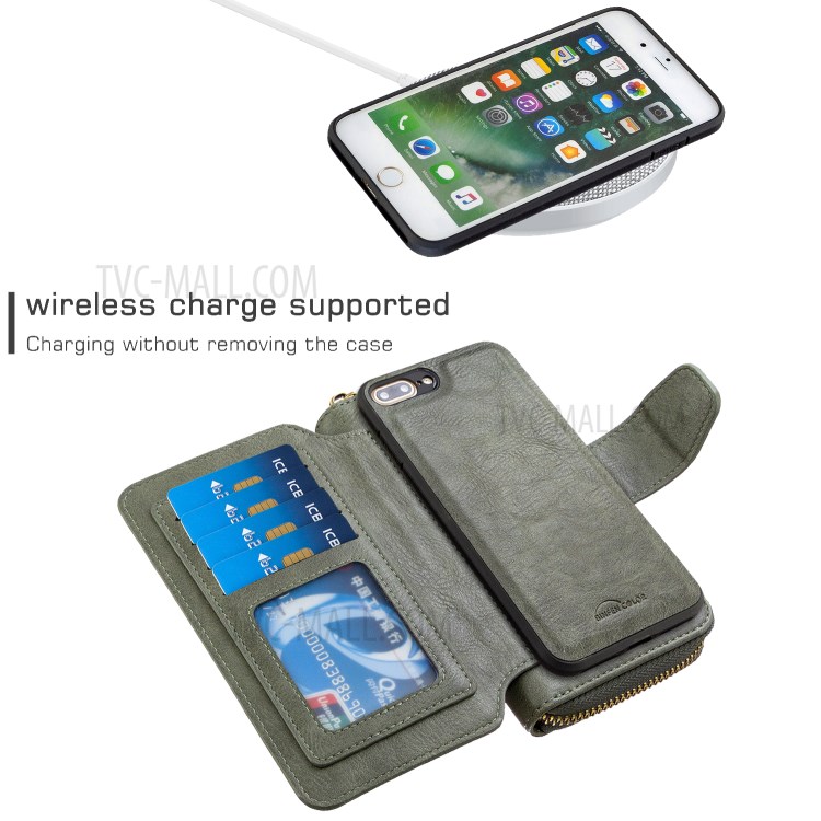 Caja Del Teléfono Del Bolso Postal Antigravedad BF001 Cubierta De La Carpeta De Cuero Para El Iphone 7 Más / 8 Plus 5,5 Pulgadas - Verde-3