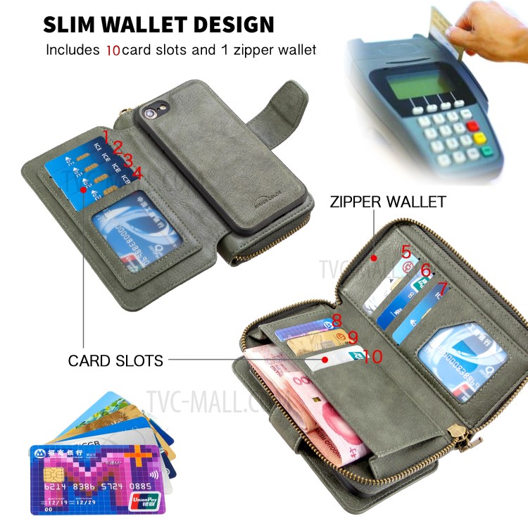 BF001 Leather Wallet Anti-Gravity Phone Cover Case for iPhone 7 / 8 4.7-inch - Green-4