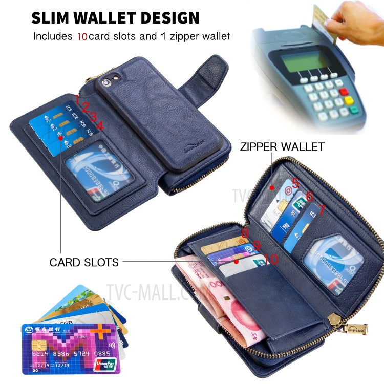 BF001 Leather Wallet Anti-Gravity Phone Cover Case for iPhone 7 / 8 4.7-inch - Blue-5