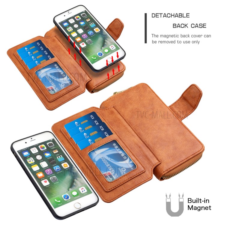 BF001 Leather Wallet Anti-Gravity Phone Cover Case for iPhone 7 / 8 4.7-inch - Brown-4