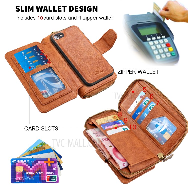 BF001 Leather Wallet Anti-Gravity Phone Cover Case for iPhone 7 / 8 4.7-inch - Brown-5