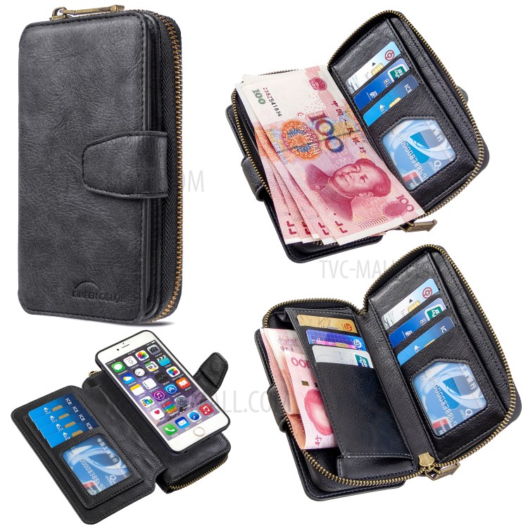 BF001 Leather Wallet Anti-Gravity Zip Pocket Phone Cover Case for iPhone 6 Plus/6s Plus 5.5-inch - Black-1