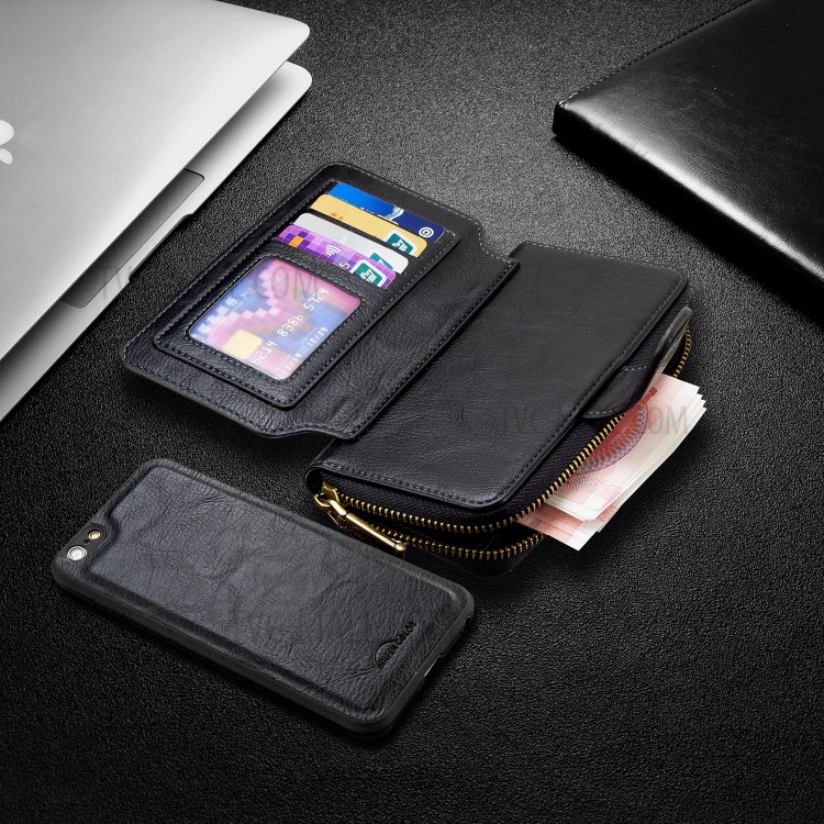 BF001 Leather Wallet Anti-Gravity Zip Pocket Phone Cover Case for iPhone 6 Plus/6s Plus 5.5-inch - Black-8