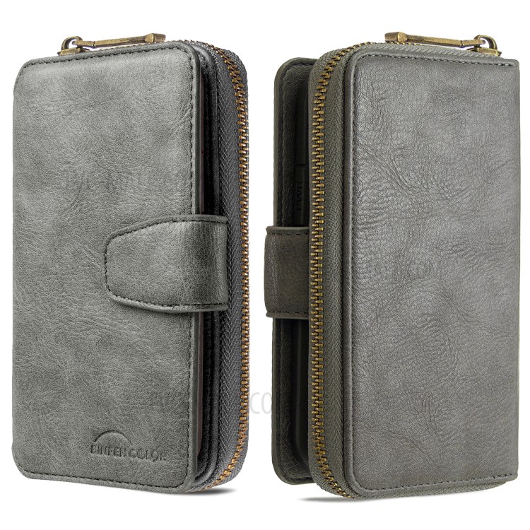 BF001 Leather Wallet Anti-Gravity Zip Pocket Phone Cover Case for iPhone 6 Plus/6s Plus 5.5-inch - Grey-2