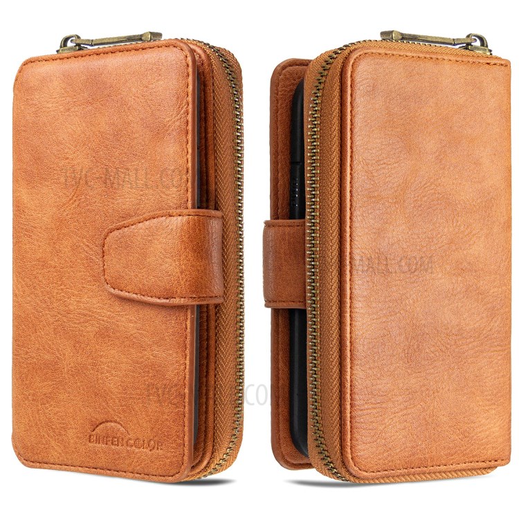 BF001 Leather Wallet Anti-Gravity Zip Pocket Phone Cover Case for iPhone 6 Plus/6s Plus 5.5-inch - Brown-2