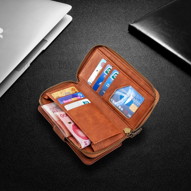 BF001 Leather Wallet Anti-Gravity Zip Pocket Phone Cover Case for iPhone 6 Plus/6s Plus 5.5-inch - Brown-7