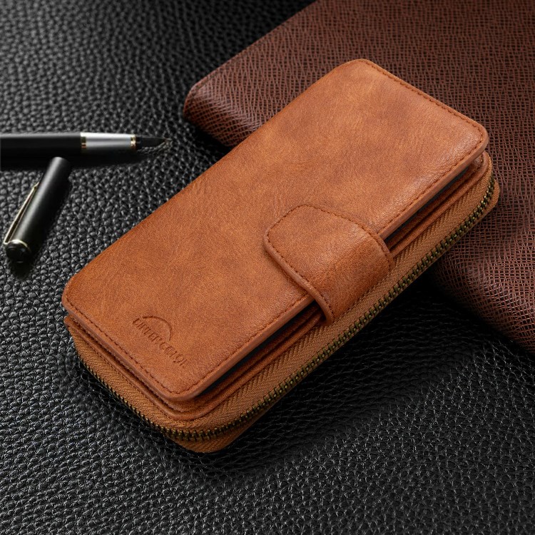 BF001 Leather Wallet Anti-Gravity Zip Pocket Phone Cover Case for iPhone 6 Plus/6s Plus 5.5-inch - Brown-9