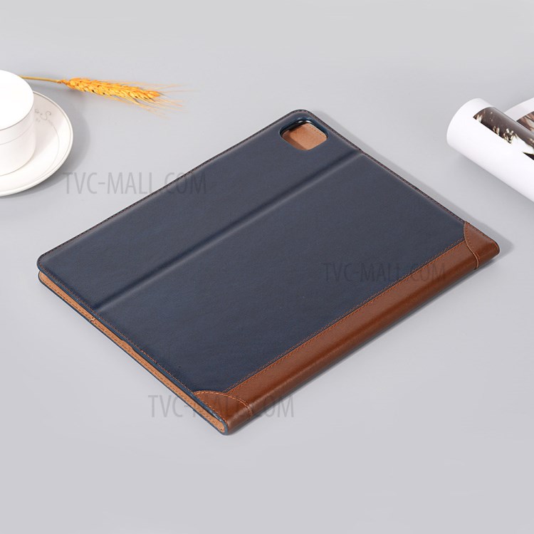 Contrast Color Wallet Stand Leather Smart Case for iPad Pro 12.9-inch (2020)/(2018) - Blue-7