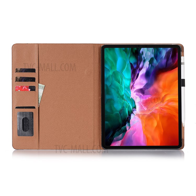 Contrast Color Wallet Stand Leather Smart Case for iPad Pro 12.9-inch (2020)/(2018) - Brown-3